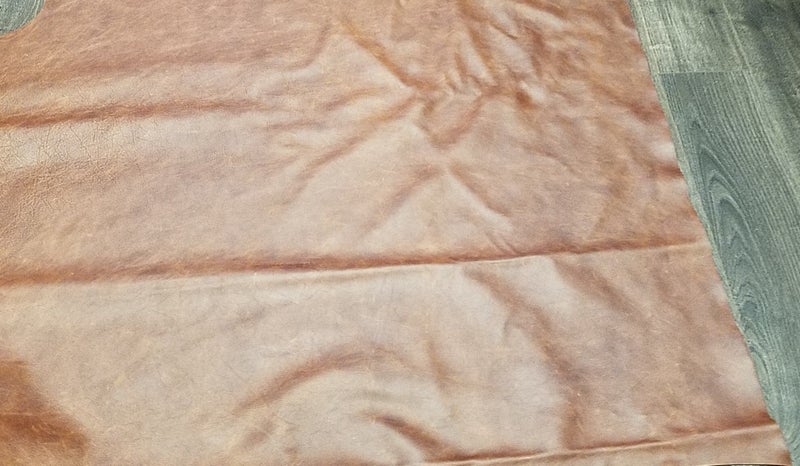 NAT LEATHERS Brown Cognac Weekender 8 inch x 10 inch cut piece Two Tone Soft Upholstery Chap Cowhide Genuine Leather Hide Skin 8" x 10" cutting precut - Image 2